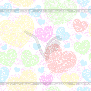Seamless pattern of hearts - vector clip art