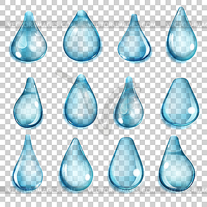 Transparent light blue drops - vector image