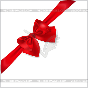 Red bow with diagonally ribbon - vector clipart