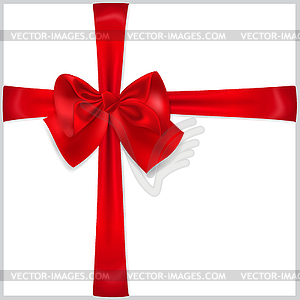 Red bow with crosswise ribbons - vector clipart