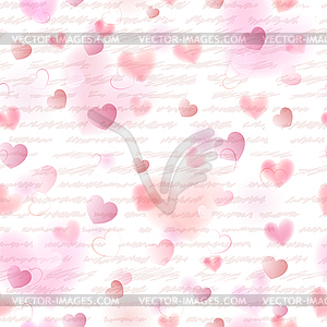 Seamless pattern of pink hearts - vector clipart