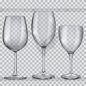 Прозрачные пустые стеклянные бокалы для вина - клипарт в векторе / векторное изображение