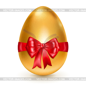 Golden egg with red bow - vector image