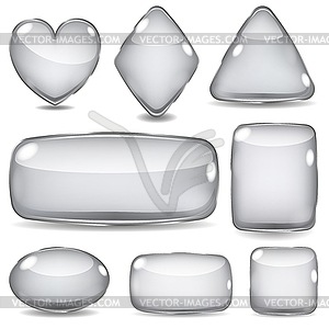 Set of opaque glass shapes - white & black vector clipart