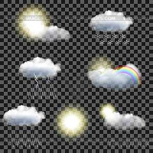 Set of transparent weather icons - vector clipart