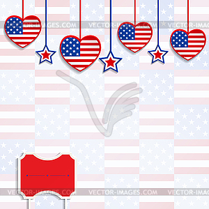 Американский фон с подвесной сердца и звезды - векторный клипарт