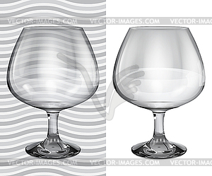 Transparent and opaque realistic brandy glasses - vector clipart