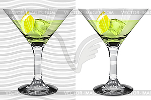 Transparent and opaque realistic martini glasses - vector clipart