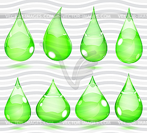 Transparent green drops - vector clipart