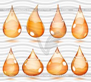 Transparent orange drops - vector image