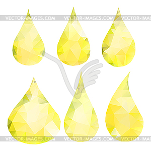 Abstract yellow drops consisting of triangles - vector clip art