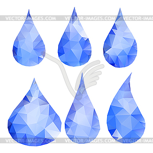 Abstract blue drops consisting of triangles - vector image