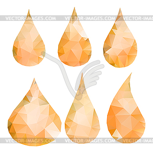 Abstract orange drops consisting of triangles - vector clipart