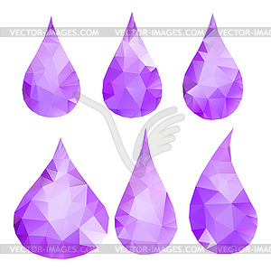 Абстрактный фиолетовый капли, состоящий из треугольников - иллюстрация в векторном формате