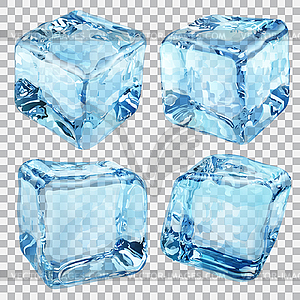 Transparent blue ice cubes - vector image