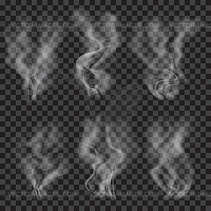 Set of translucent gray smoke. Transparency only - vector EPS clipart