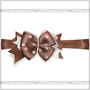 Brown bow with horizontal ribbon - vector clip art