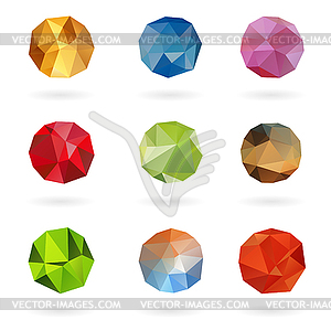 Set of triangle colored abstract in circle frame - vector EPS clipart