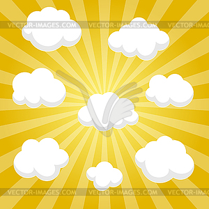 Flat clouds on yellow sky and beautifull shadow. - vector image