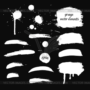 Collection black grunge watercolor element for - vector image