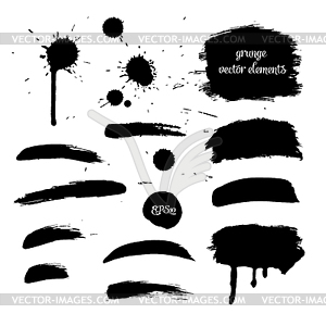 Collection black grunge watercolor element - stock vector clipart