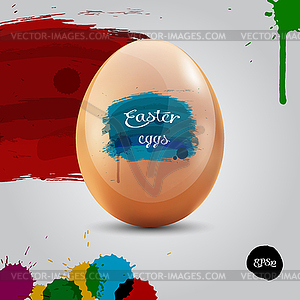 Orange eggs in colored painbrush, grunge - vector clipart