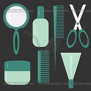 Set with hair care objects - vector clipart