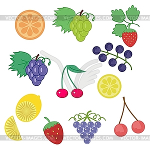 Different fruits on white background - vector clipart / vector image