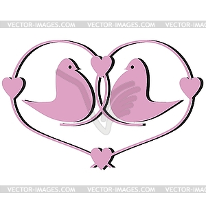 Illustration with two pigeons - vector clip art