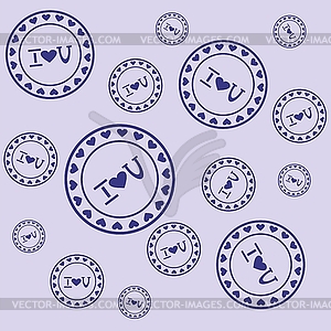 Stamps with declaration of love - color vector clipart