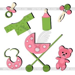 Set with objects for baby - vector image