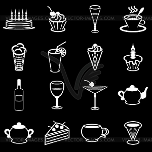 Set with drinks and desserts  - vector clipart