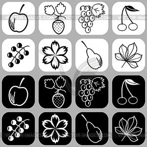 Set with icons of nature - vector clip art