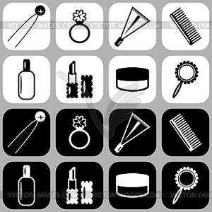 Set of icons with lady's objects - vector clipart