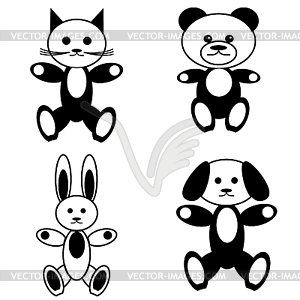 Animal toys on white background - vector image