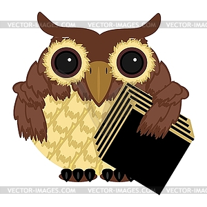 Owl with big book - vector EPS clipart