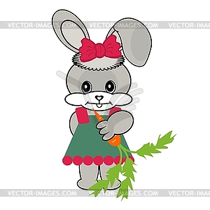 Nice hare with carrot - royalty-free vector image