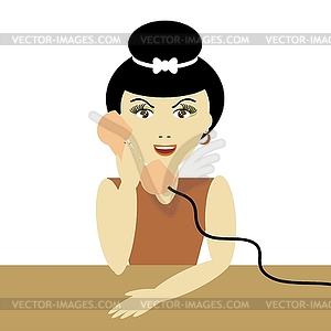 Girl with phone - vector image