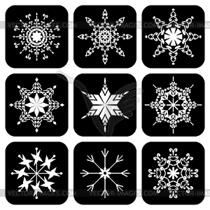 Set of icons with snowflakes - vector clip art