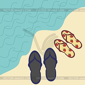 Two pairs of beach sandals - vector clipart