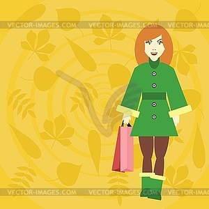 Girl with bags - vector image
