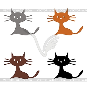 Four cats on white background - vector clip art
