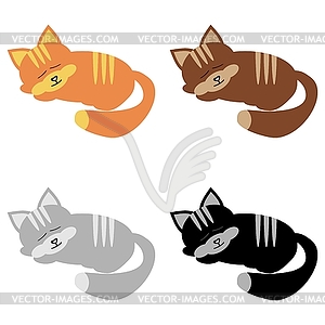 Four sleeping cats - vector image