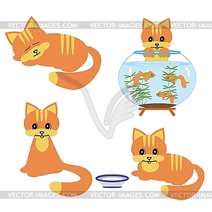 Four cats on white background - vector clipart