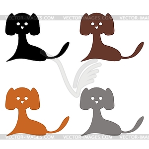 Four dogs on white background - vector image