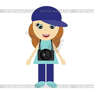 Girl with camera - vector clipart