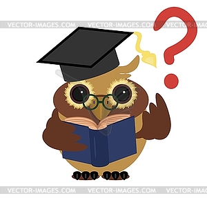 Clever owl with book - vector clipart