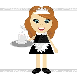 Nice young girl waiter - vector image
