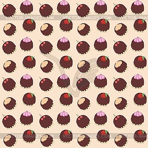 Seamless background with cakes - vector image