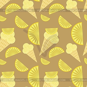 Seamless background with ice creams and lemons - vector clipart